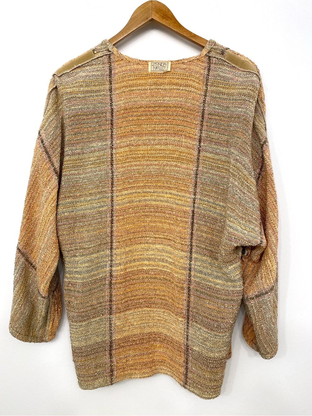 Vintage Zonda Nellis Open Cardigan Multicolour Woven Artisanal Knit S/M Boho - Picture 8 of 14